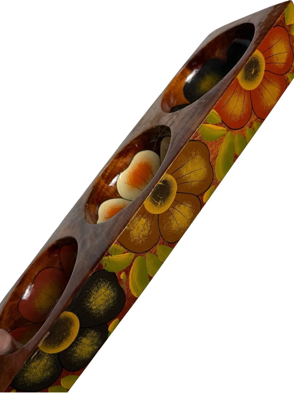 Hippie Jewelry Catch All Bowls 3 In 1 Wood Puerto Vallerta Mexico Floral Cottage